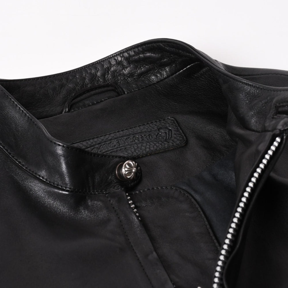 新品同様品 CHROME HEARTS クロムハーツ ダガージップ ライダースジャケット レザー シルバー925 中古 4a003307