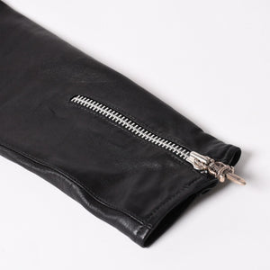 新品同様品 CHROME HEARTS クロムハーツ ダガージップ ライダースジャケット レザー シルバー925 中古 4a003307