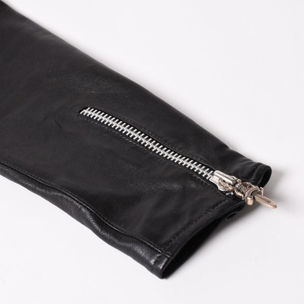 新品同様品 CHROME HEARTS クロムハーツ ダガージップ ライダースジャケット レザー シルバー925 中古 4a003307