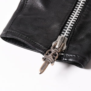 新品同様品 CHROME HEARTS クロムハーツ ダガージップ ライダースジャケット レザー シルバー925 中古 4a003307