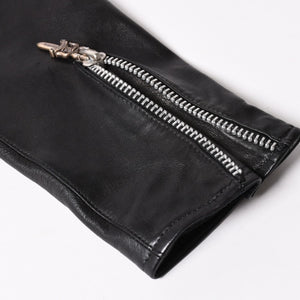 新品同様品 CHROME HEARTS クロムハーツ ダガージップ ライダースジャケット レザー シルバー925 中古 4a003307