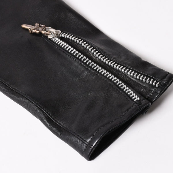 新品同様品 CHROME HEARTS クロムハーツ ダガージップ ライダースジャケット レザー シルバー925 中古 4a003307