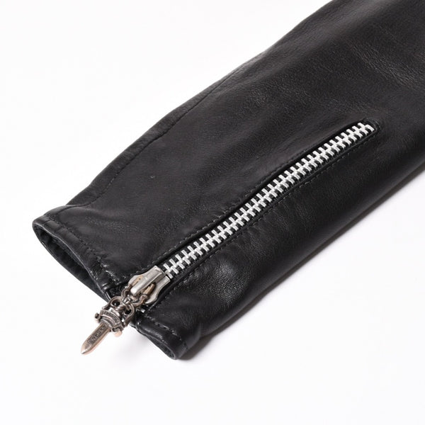 新品同様品 CHROME HEARTS クロムハーツ ダガージップ ライダースジャケット レザー シルバー925 中古 4a003307