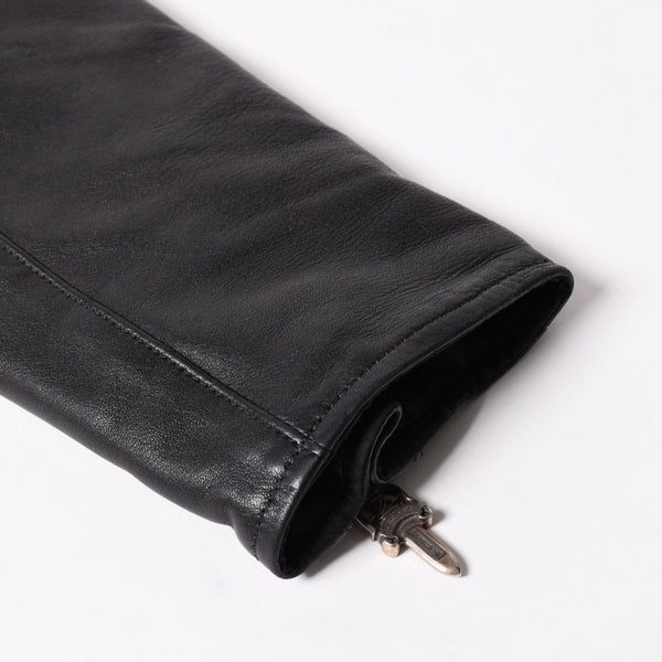 新品同様品 CHROME HEARTS クロムハーツ ダガージップ ライダースジャケット レザー シルバー925 中古 4a003307