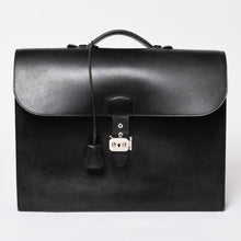 画像をギャラリービューアに読み込む, HERMES エルメス サックアデペッシュ ブリーフケース ビジネスバッグ ブラック シルバー金具 B刻印 レザー 美品 中古 4a003276