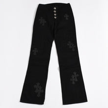 画像をギャラリービューアに読み込む, CHROME HEARTS クロムハーツ セメタリークロスパッチ デニムパンツ サイズ23R 20パッチ フレアニー アフターパッチ 美品 中古 4a003401