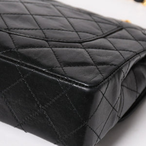 CHANEL Paris Limited Matelasse Chain Shoulder Bag W Flap Lambskin Black SV x GD Hardware 2nd Edition Coco Mark Good Condition Used 4a003277