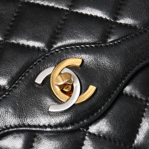 CHANEL Paris Limited Matelasse Chain Shoulder Bag W Flap Lambskin Black SV x GD Hardware 2nd Edition Coco Mark Good Condition Used 4a003277