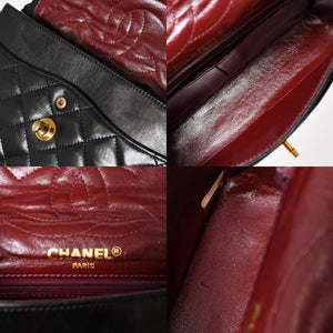CHANEL Paris Limited Matelasse Chain Shoulder Bag W Flap Lambskin Black SV x GD Hardware 2nd Edition Coco Mark Good Condition Used 4a003277