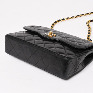 CHANEL Paris Limited Matelasse Chain Shoulder Bag W Flap Lambskin Black SV x GD Hardware 2nd Edition Coco Mark Good Condition Used 4a003277