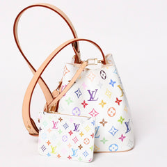新品同様 LOUIS VUITTON ルイヴィトン ハンドバッグ オールインBB TM M13089 モノグラム マルチカラー ホワイト 村上隆 中古 4a003280