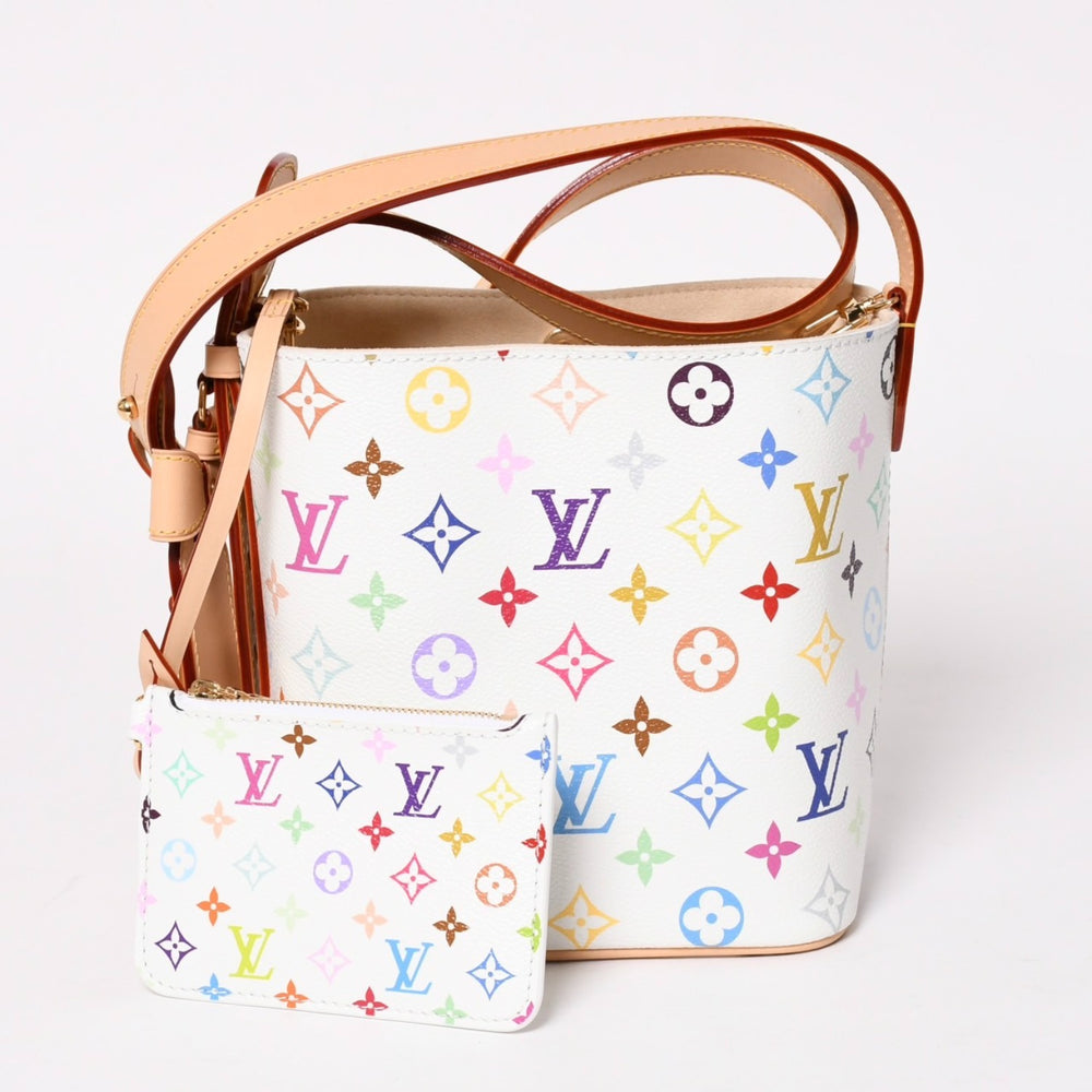 新品同様 LOUIS VUITTON ルイヴィトン ハンドバッグ オールインBB TM M13089 モノグラム マルチカラー ホワイト 村上隆 中古 4a003280