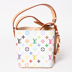 新品同様 LOUIS VUITTON ルイヴィトン ハンドバッグ オールインBB TM M13089 モノグラム マルチカラー ホワイト 村上隆 中古 4a003280