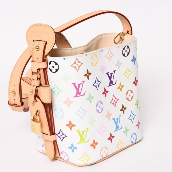 新品同様 LOUIS VUITTON ルイヴィトン ハンドバッグ オールインBB TM M13089 モノグラム マルチカラー ホワイト 村上隆 中古 4a003280