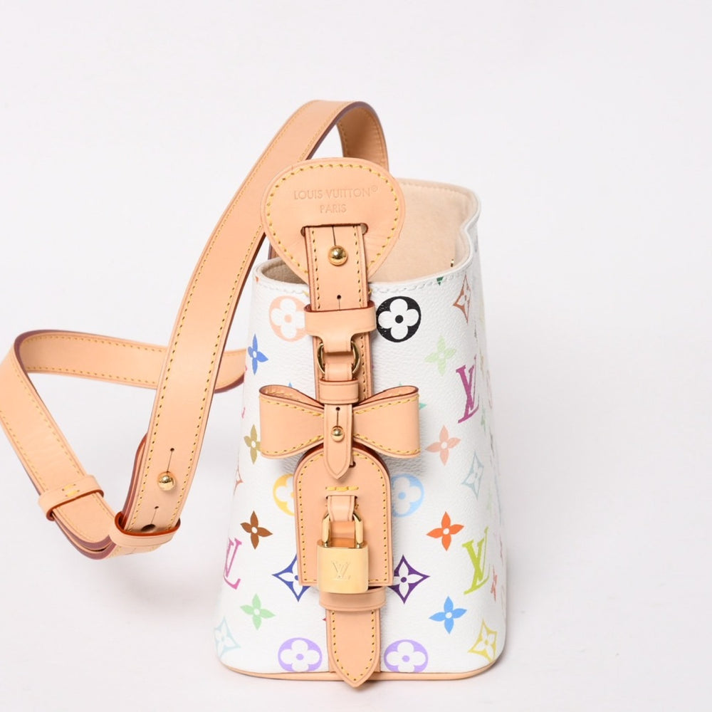 新品同様 LOUIS VUITTON ルイヴィトン ハンドバッグ オールインBB TM M13089 モノグラム マルチカラー ホワイト 村上隆 中古 4a003280