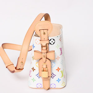 新品同様 LOUIS VUITTON ルイヴィトン ハンドバッグ オールインBB TM M13089 モノグラム マルチカラー ホワイト 村上隆 中古 4a003280