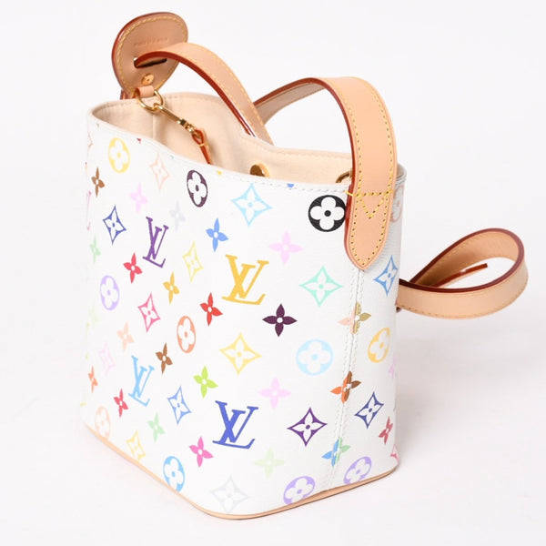 新品同様 LOUIS VUITTON ルイヴィトン ハンドバッグ オールインBB TM M13089 モノグラム マルチカラー ホワイト 村上隆 中古 4a003280