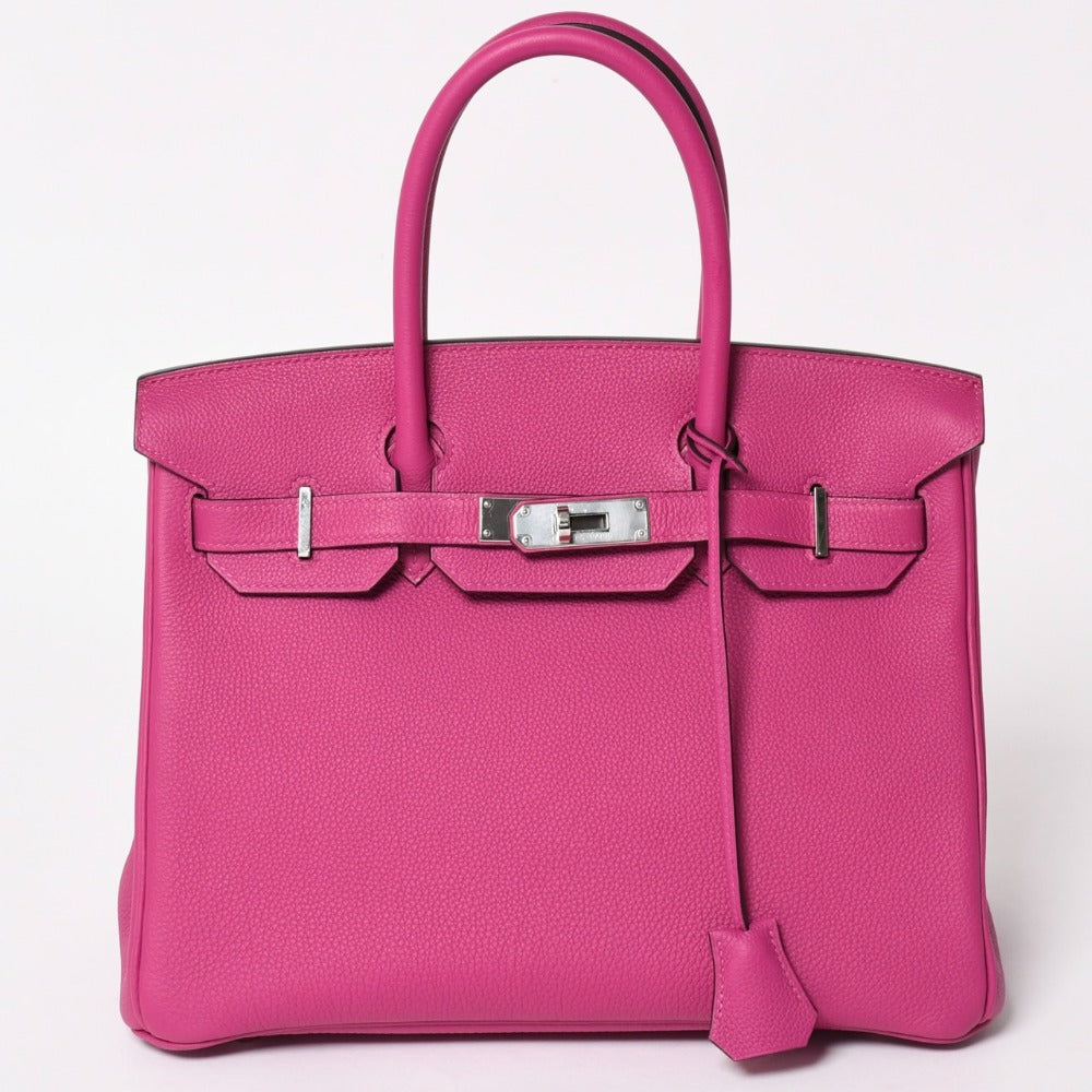 Like new HERMES Birkin 30 handbag Vaux Epson rose purple silver hardware A stamp used 4a003274