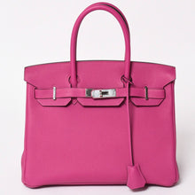 Load image into Gallery viewer, 新品同様 HERMES エルメス バーキン30 ハンドバッグ ヴォーエプソン ローズパープル シルバー金具 A刻印 中古 4a003274
