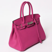 Load image into Gallery viewer, 新品同様 HERMES エルメス バーキン30 ハンドバッグ ヴォーエプソン ローズパープル シルバー金具 A刻印 中古 4a003274