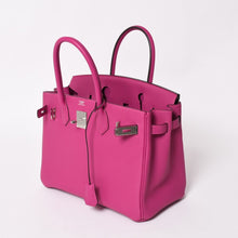 Load image into Gallery viewer, 新品同様 HERMES エルメス バーキン30 ハンドバッグ ヴォーエプソン ローズパープル シルバー金具 A刻印 中古 4a003274