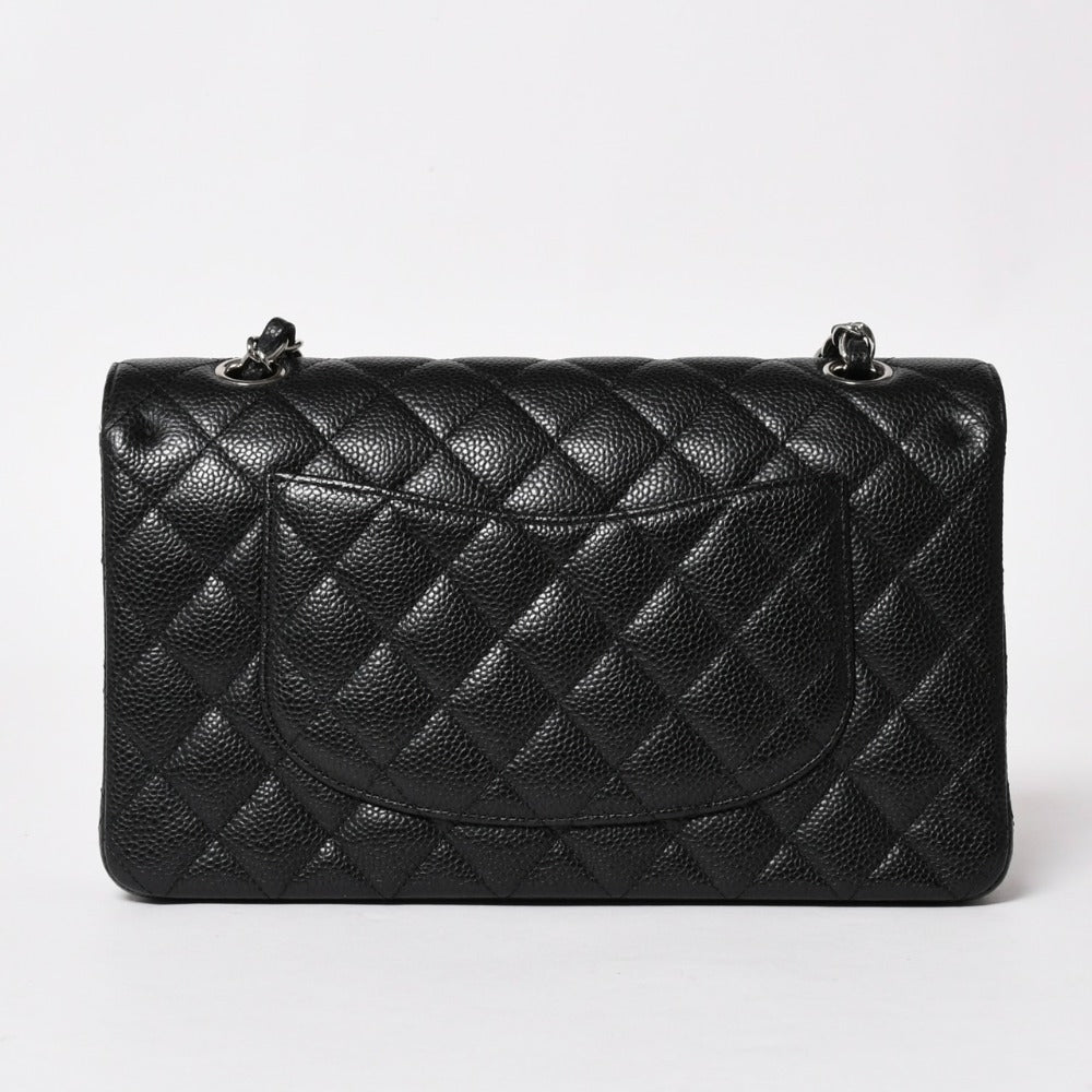 Like new CHANEL Chanel Matelasse 25 W flap W chain shoulder bag 19 series Coco mark caviar skin black used 4a003366