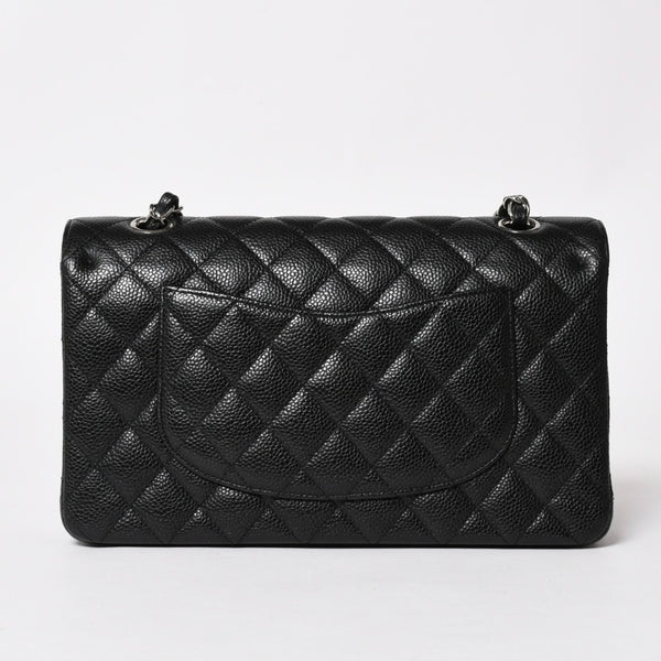 Like new CHANEL Chanel Matelasse 25 W flap W chain shoulder bag 19 series Coco mark caviar skin black used 4a003366