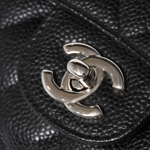 Like new CHANEL Chanel Matelasse 25 W flap W chain shoulder bag 19 series Coco mark caviar skin black used 4a003366