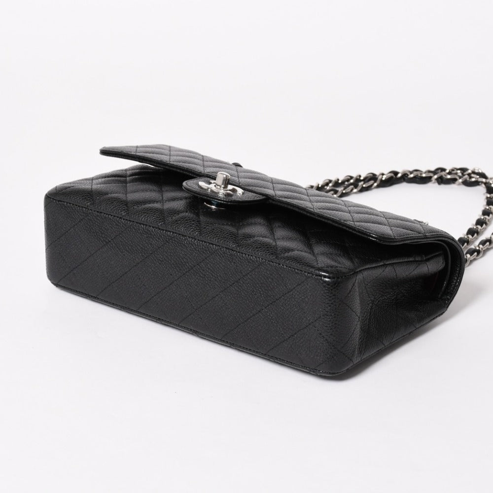 Like new CHANEL Chanel Matelasse 25 W flap W chain shoulder bag 19 series Coco mark caviar skin black used 4a003366