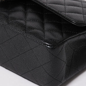 Like new CHANEL Chanel Matelasse 25 W flap W chain shoulder bag 19 series Coco mark caviar skin black used 4a003366