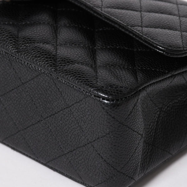 Like new CHANEL Chanel Matelasse 25 W flap W chain shoulder bag 19 series Coco mark caviar skin black used 4a003366