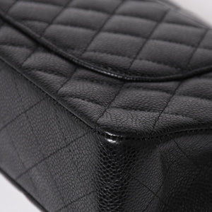 Like new CHANEL Chanel Matelasse 25 W flap W chain shoulder bag 19 series Coco mark caviar skin black used 4a003366