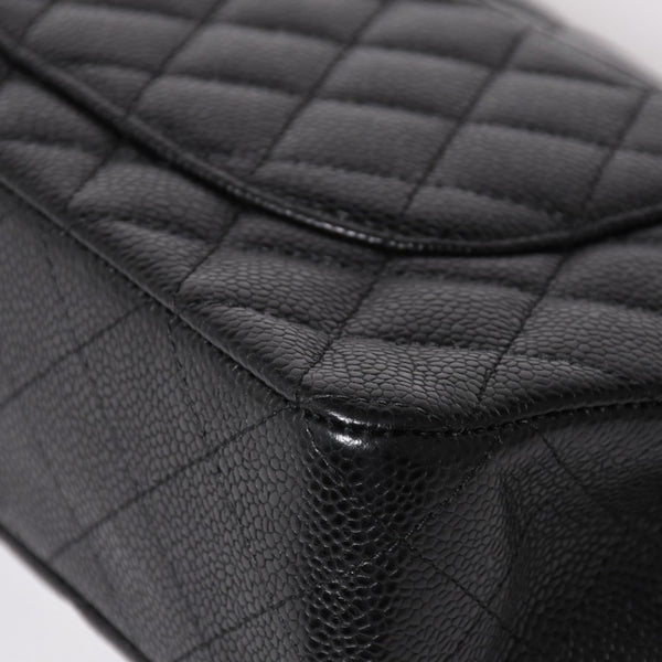 Like new CHANEL Chanel Matelasse 25 W flap W chain shoulder bag 19 series Coco mark caviar skin black used 4a003366