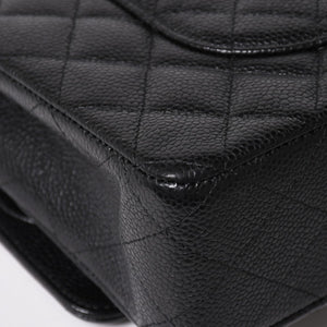 Like new CHANEL Chanel Matelasse 25 W flap W chain shoulder bag 19 series Coco mark caviar skin black used 4a003366