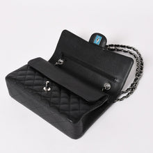 画像をギャラリービューアに読み込む, 新品同様 CHANEL シャネル マトラッセ25 Wフラップ Wチェーンショルダーバッグ 19番台 ココマーク キャビアスキン ブラック 中古 4a003366