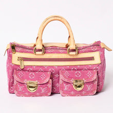 画像をギャラリービューアに読み込む, 極美品 LOUIS VUITTON ルイヴィトン ネオスピーディ ハンドバッグ M95214 モノグラムデニム ゴールド金具 ピンク 中古 4a003359