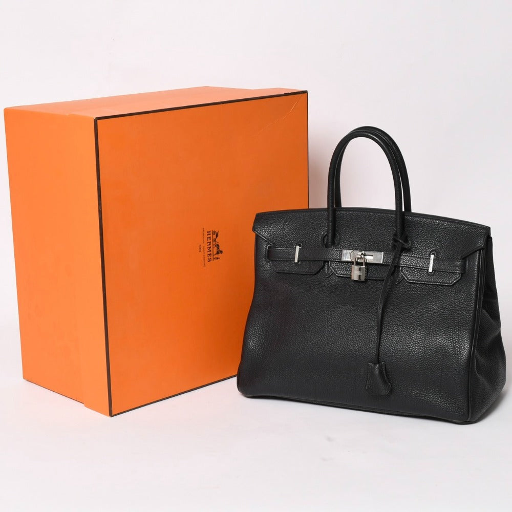 極美品 HERMES エルメス BIRKIN バーキン35 ブラック シルバー金具 トゴ ハンドバッグ □I刻印 中古 4a003283