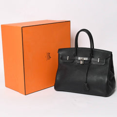 極美品 HERMES エルメス BIRKIN バーキン35 ブラック シルバー金具 トゴ ハンドバッグ □I刻印 中古 4a003283