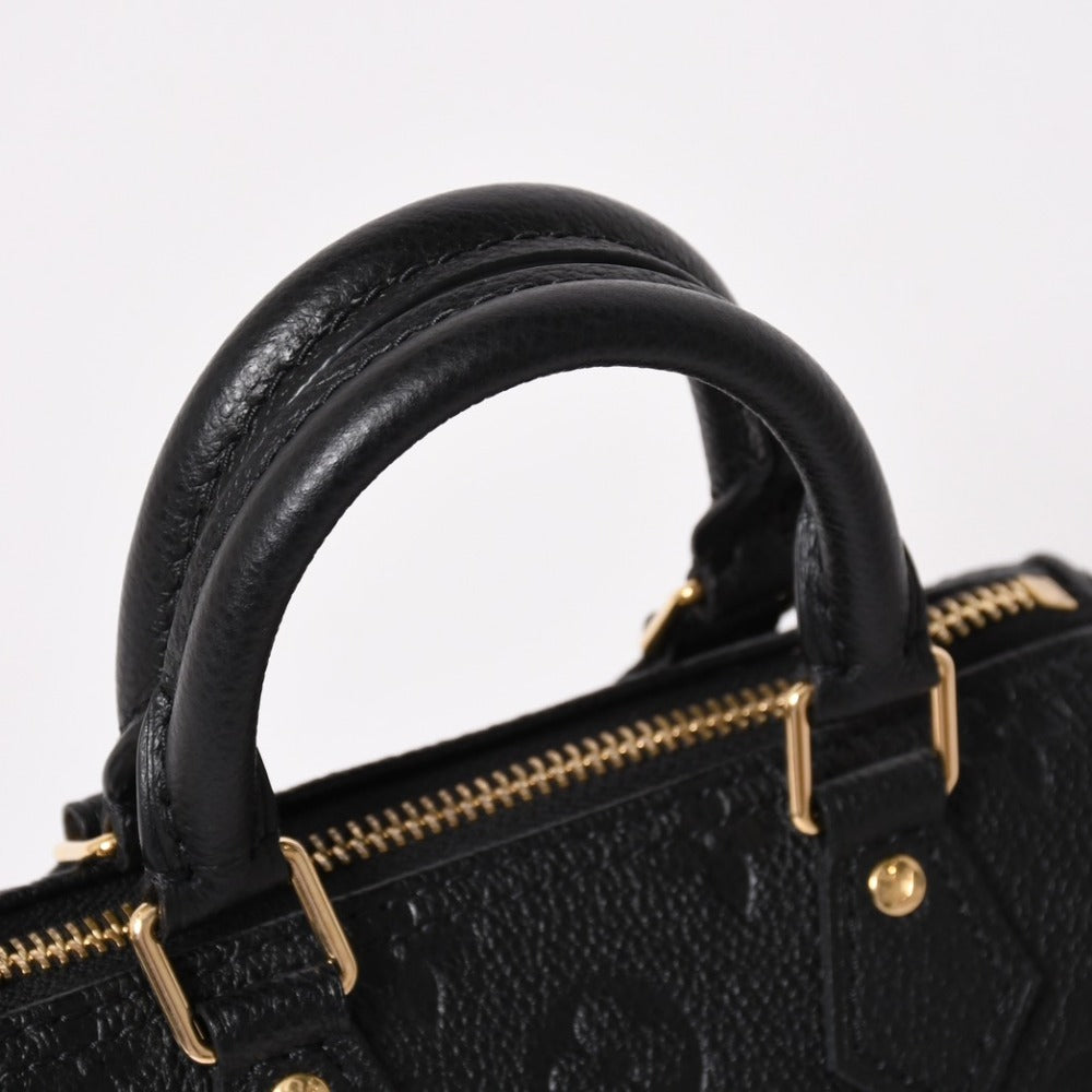 新品同様 LOUIS VUITTON ルイヴィトン ナノ スピーディ 2WAYハンドバッグ M82450 ブラック モノグラムアンプラントレザー 中古 4a003279