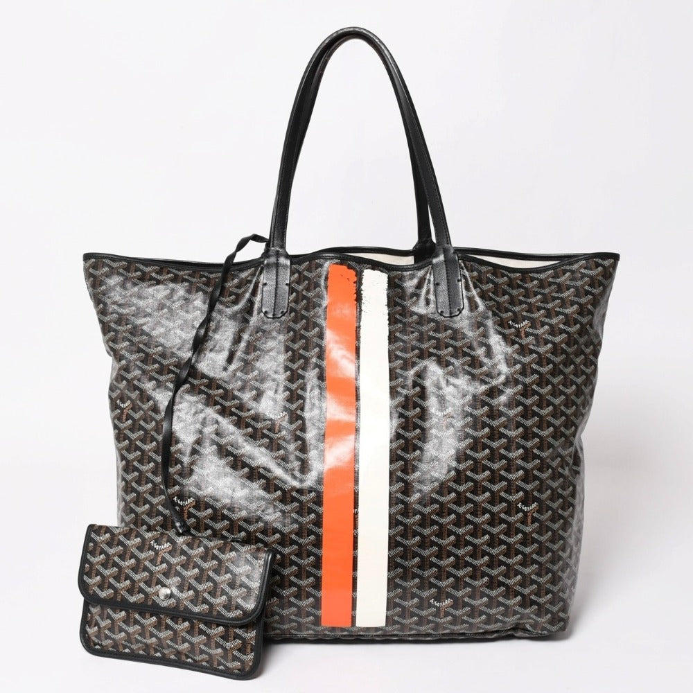 廃盤 激レア GOYARD ゴヤール サンルイ XXL トートバッグ ハンドバッグ PVC レザー ブラック マーカジュ ヘリンボーン 中古 4a003357