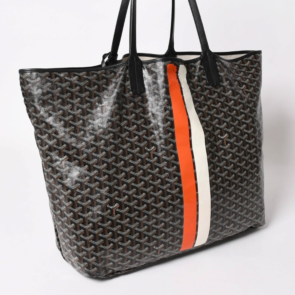 廃盤 激レア GOYARD ゴヤール サンルイ XXL トートバッグ ハンドバッグ PVC レザー ブラック マーカジュ ヘリンボーン 中古 4a003357