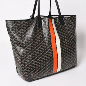 廃盤 激レア GOYARD ゴヤール サンルイ XXL トートバッグ ハンドバッグ PVC レザー ブラック マーカジュ ヘリンボーン 中古 4a003357