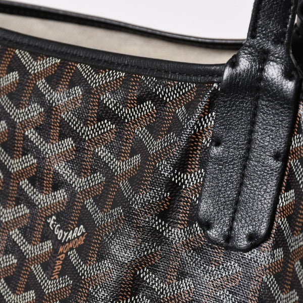 廃盤 激レア GOYARD ゴヤール サンルイ XXL トートバッグ ハンドバッグ PVC レザー ブラック マーカジュ ヘリンボーン 中古 4a003357