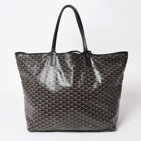 廃盤 激レア GOYARD ゴヤール サンルイ XXL トートバッグ ハンドバッグ PVC レザー ブラック マーカジュ ヘリンボーン 中古 4a003357