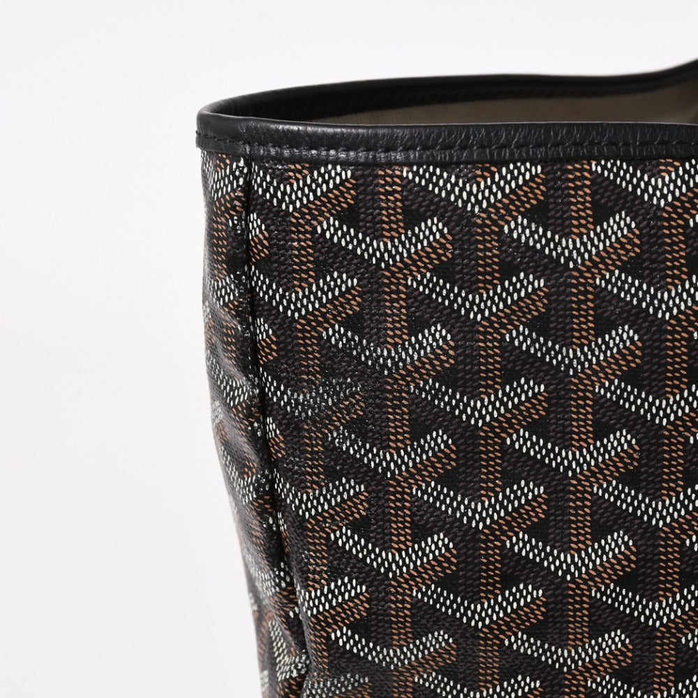 Out of print extremely rare GOYARD Saint-Louis XXL tote bag handbag PVC leather black markage herringbone used 4a003357