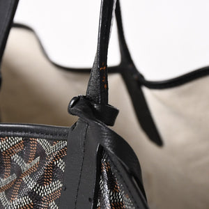廃盤 激レア GOYARD ゴヤール サンルイ XXL トートバッグ ハンドバッグ PVC レザー ブラック マーカジュ ヘリンボーン 中古 4a003357