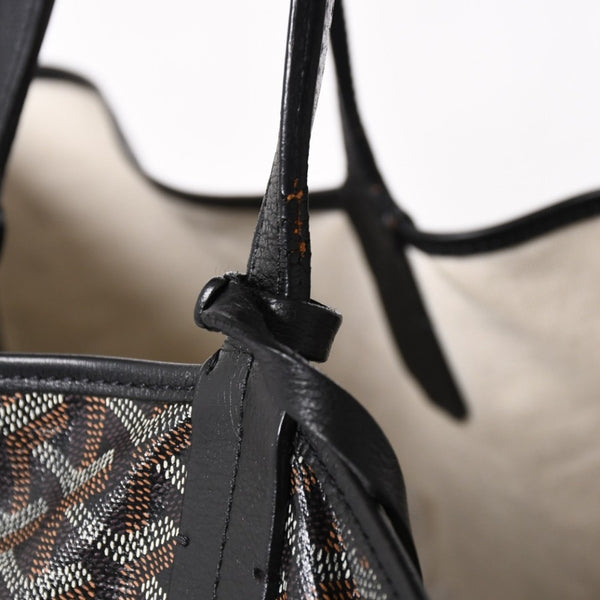 廃盤 激レア GOYARD ゴヤール サンルイ XXL トートバッグ ハンドバッグ PVC レザー ブラック マーカジュ ヘリンボーン 中古 4a003357