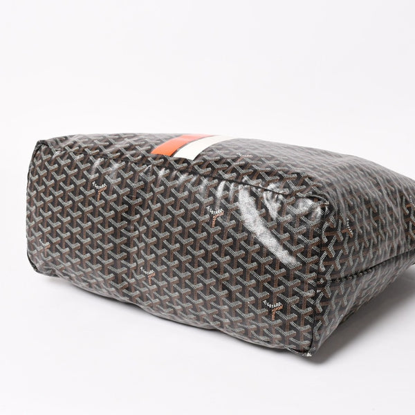 廃盤 激レア GOYARD ゴヤール サンルイ XXL トートバッグ ハンドバッグ PVC レザー ブラック マーカジュ ヘリンボーン 中古 4a003357