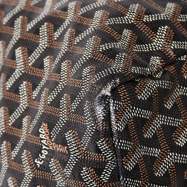 廃盤 激レア GOYARD ゴヤール サンルイ XXL トートバッグ ハンドバッグ PVC レザー ブラック マーカジュ ヘリンボーン 中古 4a003357