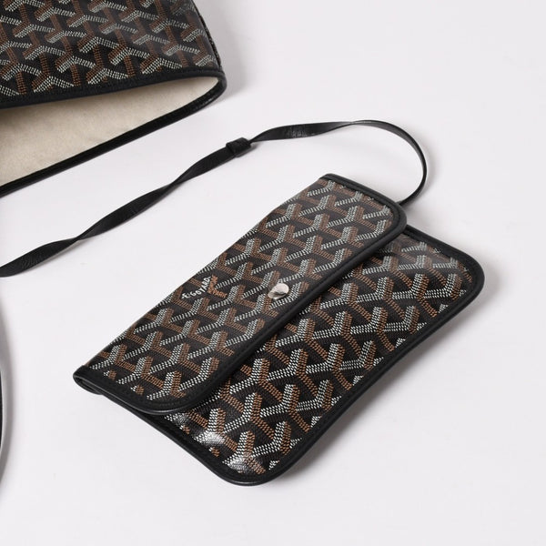 廃盤 激レア GOYARD ゴヤール サンルイ XXL トートバッグ ハンドバッグ PVC レザー ブラック マーカジュ ヘリンボーン 中古 4a003357